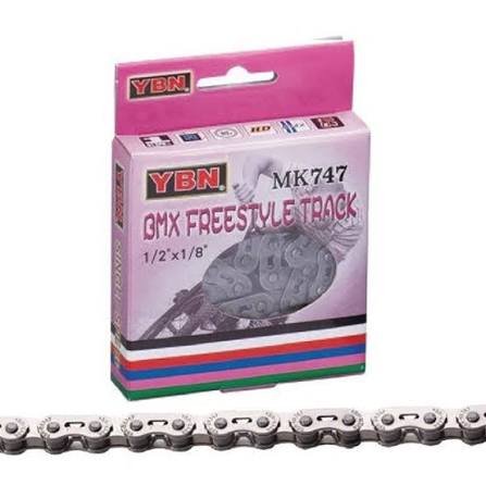 YBN CHAIN 1/2 x 1/8 x 112L/ KOOL TYPE / BMX Freestyle Bikes- SILVER/GREY (YBN MK-747S)